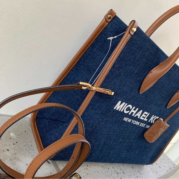 Michael Kors Bags Nwt Michael Kors Mirella Medium Shopper Cotton Canvas Denim Tote Crossbody